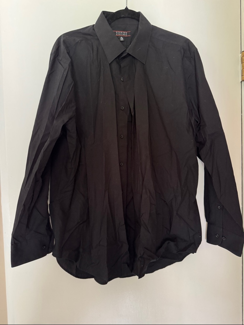 Men's Long-Sleeve Black Dress Shirt - Tailored Point Collar